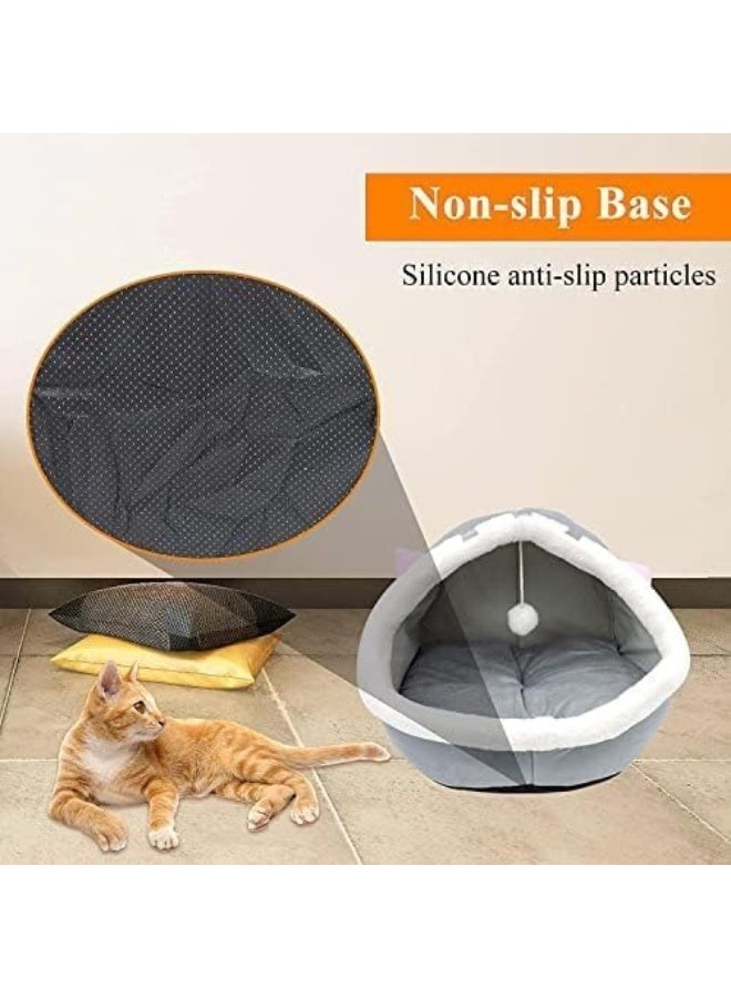 Queens Kitten Bed Pet Cave Bed with Anti-Slip Bottom, for All Kittens & Small Dogs, Pet Bed with Removable Washable Cushion, Soft Calming Bed with Hanging Toy Ideal for Cats and Puppy. - Image 5